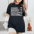 Cigars Whiskey Guns & Freedom Flag Women's Oversized Comfort T-Shirt Black