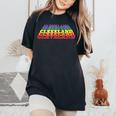 Cleveland City Gay Pride Rainbow Word Women's Oversized Comfort T-Shirt Black