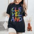 Cleveland Colorful Box City Pride Rainbow Cleveland Women's Oversized Comfort T-Shirt Black
