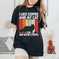 I Like Coffee And My Cat Maybe 3 People Vintage Maine Coon Women's Oversized Comfort T-Shirt Black