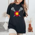 Colorado Flag Lacrosse Lax Player Team Coach Mom Dad Women's Oversized Comfort T-Shirt Black