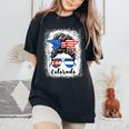 Colorado State Flag Sunglasses Mom Messy Bun Hair Girl Women's Oversized Comfort T-Shirt Black
