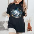 Cottagecore Aesthetic Frog Mushroom Moon Vintage Floral Women's Oversized Comfort T-Shirt Black