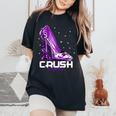 Crush Lupus Awareness Purple High Heel Purple Ribbon Womens Women's Oversized Comfort T-Shirt Black