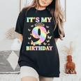 Cute 9 Years Old Girl Butterfly It's My 9Th Birthday Women's Oversized Comfort T-Shirt Black