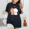 Cute Bubu Dudu Panda Bears Sweet Love Bubu And Dudu Women's Oversized Comfort T-Shirt Black