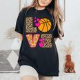 Cute Love Basketball Leopard Print Girls Basketball Women's Oversized Comfort T-Shirt Black