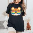 Cute Tiger Pride Flag Rainbow Sunglasses Lgbtq Women's Oversized Comfort T-Shirt Black