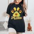 Dog Mom Paw Sunflower Pattern Women's Oversized Comfort T-Shirt Black
