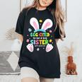 Egg Cited To Be A Big Sister Happy Easter Baby Announcement Women's Oversized Comfort T-Shirt Black