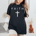 Faith Cross Minimalist Christian Faith Cross Women's Oversized Comfort T-Shirt Black