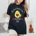 Our First Mother's Day 2024 Retro Vintage Avocado Women's Oversized Comfort T-Shirt Black