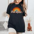Fox Lake Illinois Il Vintage Rainbow Retro 70S Women's Oversized Comfort T-Shirt Black