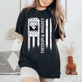 Freedom & Whiskey Usa Flag Patriotic Bourbon Drinkers Women's Oversized Comfort T-Shirt Black