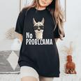 Funky Hipster Llama With Sunglasses No Prob-Llama Women's Oversized Comfort T-Shirt Black