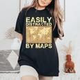 Geography Teacher Easily Distracted By Maps Women's Oversized Comfort T-Shirt Black