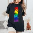 Lgbt Cat Stack Rainbow Gay Pride For Cat Lover Women's Oversized Comfort T-Shirt Black