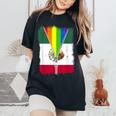 Lgbt Mexico Flag Zip Rainbow Mexican Gay Pride Women's Oversized Comfort T-Shirt Black