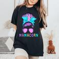 Mamacorn Unicorn Messy Bun Mom Mother's Day Girl Women Women's Oversized Comfort T-Shirt Black