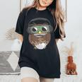 Sarcastic Coffee & Owl Lovers Cute Vintage Gamer Women's Oversized Comfort T-Shirt Black