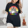 Siberian Cat Rainbow Gay Pride Lgbtq Women's Oversized Comfort T-Shirt Black