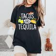Tacos And Tequila Mexican Sombrero Women's Oversized Comfort T-Shirt Black