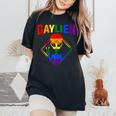 Gay Alien Lgbtq Pride Colorful Rainbow Sign Women's Oversized Comfort T-Shirt Black