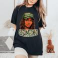 Gemini Queen Black Woman Camo Hat Locs Birthday Women's Oversized Comfort T-Shirt Black