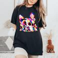 Geometric French Bulldog Dog Boy Girl Women's Oversized Comfort T-Shirt Black