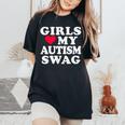 Girls Love My Autism Swag Autistic Boy Awareness Idea Women's Oversized Comfort T-Shirt Black