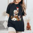 Goat Chicken Santa Hat Reindeer Christmas Lights Farm Animal Women's Oversized Comfort T-Shirt Black