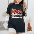 Goat Riding Red Truck Merry Christmas Farmer X-Mas Ugly Women's Oversized Comfort T-Shirt Black