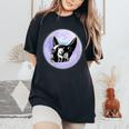 Gothic Cats Full Moon Aesthetic Vaporwave Women's Oversized Comfort T-Shirt Black