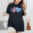 Greece Usa Flag T Heart Greek American Love Women's Oversized Comfort T-Shirt Black