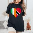 Half Trinbagonian Half Irish Flag Get Flags In Love Heart Women's Oversized Comfort T-Shirt Black