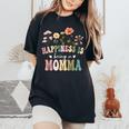 Happiness Is Being A Momma Floral Momma Mother's Day Women's Oversized Comfort T-Shirt Black