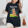 Happy Easter Day Bunny Cat Eggs Basket Cat Lover Women's Oversized Comfort T-Shirt Black