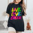 Happy Live Love Cheer Cute Girls Cheerleader Women's Oversized Comfort T-Shirt Black