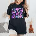 Happy Last Day Of School Teacher Boy Girl Grad Hello Summer Women's Oversized Comfort T-Shirt Black