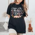Happy Mother's Day Cute Floral For Mom Grandma Women's Oversized Comfort T-Shirt Black