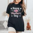 Happy Mother's Day With Floral Mom Mommy Grandma Womens Women's Oversized Comfort T-Shirt Black