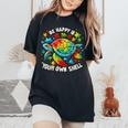 Be Happy In Your Own Shell Autism Awareness Rainbow Turtle Women's Oversized Comfort T-Shirt Black