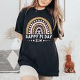 Happy Pi Day Mathematic Math Teacher Leopard Rainbow Women's Oversized Comfort T-Shirt Black