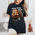 Happy Thanksgiving Turkey Fake Cat Lover Kid Women's Oversized Comfort T-Shirt Black