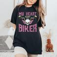 My Heart Belongs To A Biker Motorcycle Motorbike Girls Women's Oversized Comfort T-Shirt Black