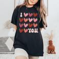 I Heart Love You Valentine Couple Matching Kid Women's Oversized Comfort T-Shirt Black