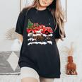 Horse Riding Red Truck Merry Christmas Farmer X-Mas Ugly Women's Oversized Comfort T-Shirt Black