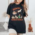 Howdy Christmas Vintage Rodeo Cowboy Santa Western Horse Women's Oversized Comfort T-Shirt Black
