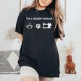 I'm A Simple Woman Loves Coffee Dog And Sewing Quilting Women's Oversized Comfort T-Shirt Black