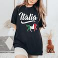 Italia Flag Horse Italian Italy Vintage Distressed Fade Women's Oversized Comfort T-Shirt Black